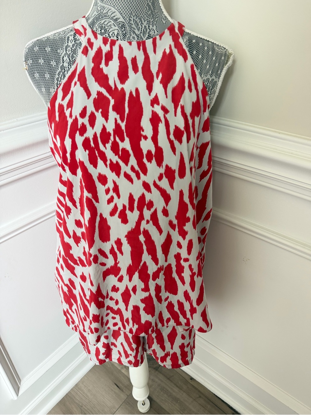 Buddy Love Womens Red Tan Animal Print Romper Size L